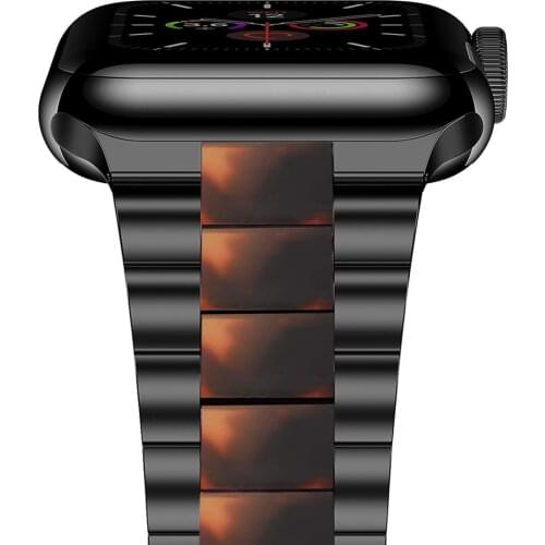 For apple watch 6 se band 44mm 40mm series 5 4 Resin + Stainless Steel Luxury strap for iwatch 3 bands 42mm 38mm link bracelet