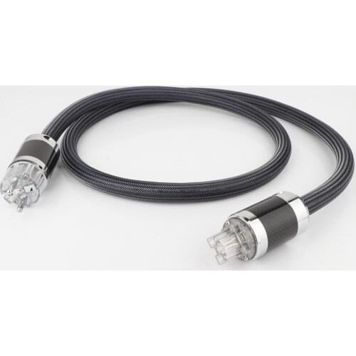 HiFi Hi-End OFC power cable with Carbon fiber Rhodium plated AC EU US power plug audio power cord cable