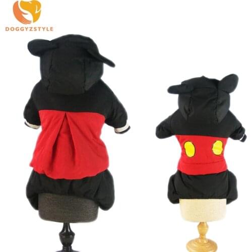 Dog Jumpsuit Mickey Design Plus Velvet Dog Clothes Warm Winter Coat Hoodies Clothing For Small Medium Dogs Pet Costumes S-XXL