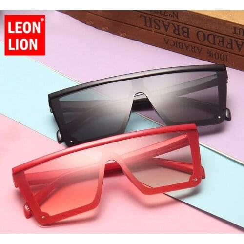 LEONLION New Children Sunglasses Gradient Big Frame One-piece Sunglasses for Kids In Trendy Glasses Unisex Square Sunglasses