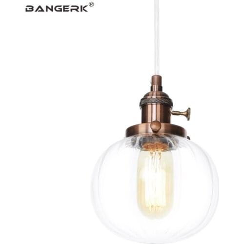 Loft Decor Modern Pendant Lamp LED Iron Switch Adjust Glass Hanging Light Bedroom Home Pendant Lighting Luminaire Fixtures