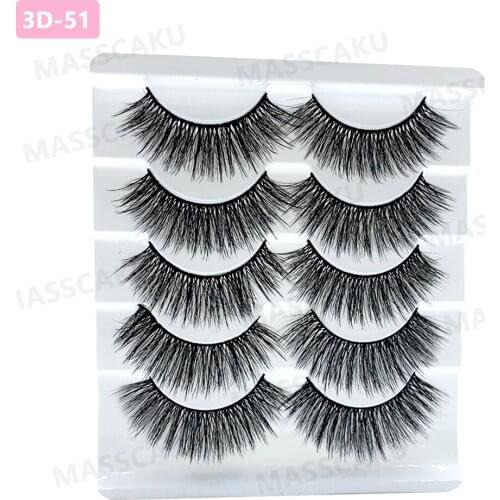 MASSCAKU 5 pairs natural false eyelashes fake lashes long makeup 3D mink eyelash extension mink eyelashes for beauty