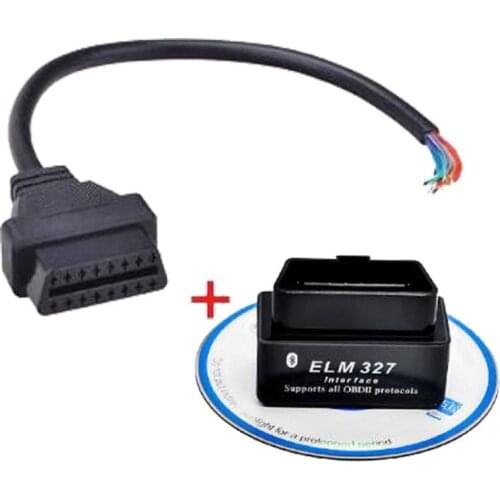 Black MINI ELM 327 V2.1 OBD2 Elm327 Bluetooth OBD2 Cord Reader Scan Tool Elm-327 + Car Scanner Auto Connect Cable obd2 16 Pin