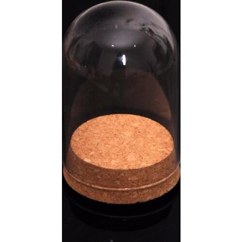 Mini Clear Glass Hemisphere Dome Cover Shade Cabochon, With Wood Cork, for Home Office Table Decor Weddings Holidays