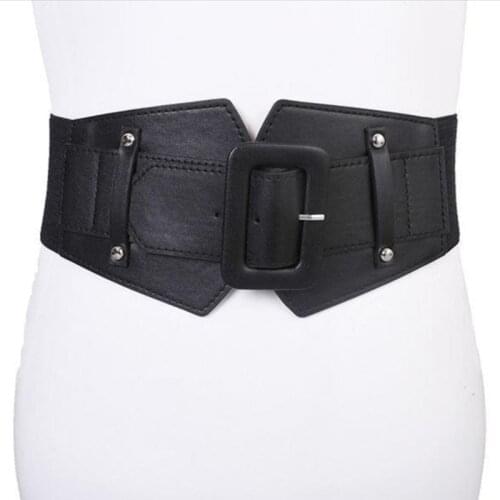 Fashion Elastic Wide Corset Belt For Women Designer Brand Square Buckle Waist Strap Lady Dress Coat Sweater Decorative Waistband