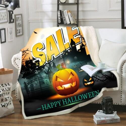 Cartoon Halloween Warm Blanket 3D Digital Printing Cotton Wool Thick Blanket 130*150 Cm 150*200 Cm