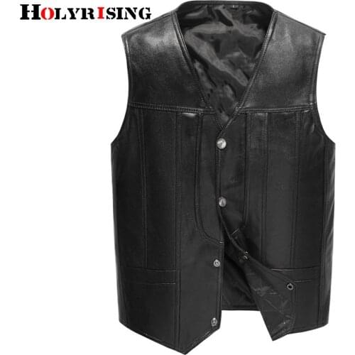 Mens Jacket 100% Leather Sheepskin V-Neck Men Vest Natural Sheepskin Leather Jacket L-4XL Spring Slim Fit Natural Vest