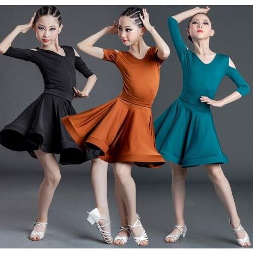 Girl Latin Dance Dress Ballroom Children Dance Costume Salsa Black Kids Red Tango Dresses Dancing Stage Performance Clothing