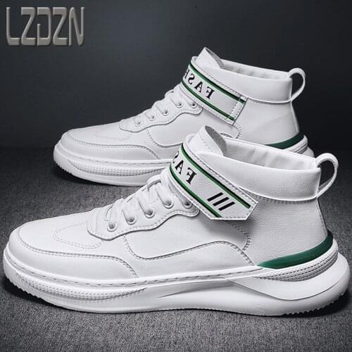 High-Top European Station Trendy Mens Shoes Sports Velcro Autumn White High-Waist Pilot Net Version Casual Dad Basketball Wild