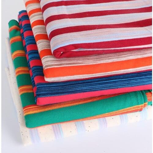 Rainbow Gradient Striped Knitted Fabric DIY Clothing T-shirt Cotton Yarn-Dyed Horizontal Striped Fabric