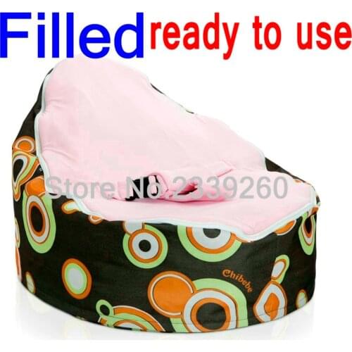 WITH beans inside, ready to use Bubbles Pink Vine Baby infant Bean Bag Snuggle Bed Portable Seat With Filling, you get what see