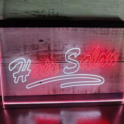 SS044 Hair Salon Script Cut NEW OPEN Dual Color LED Neon Sign