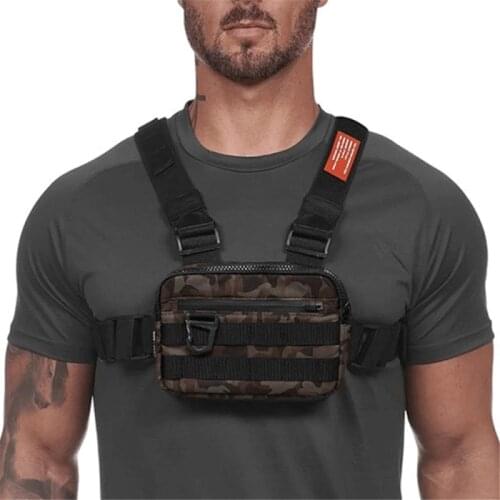 Reflective Streetwear Hip Hop Chest Rig Bag New Mens Chest Bag Fashion Unisex Tactical Rectangle Travel Chest Universal Bag