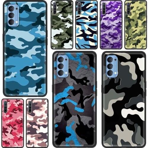 Military Camouflage Silicone Phone Case for Oppo A9 2020 A52 A53 Find X2 Lite Reno4 Pro A55 A93 ACE Soft Back Cover Funda Shell