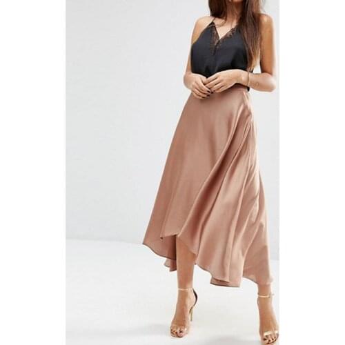 Bohemian Saia Faldas 2017 Silk Chiffon High Low Skirts For Women Zipper Custom Made Adult Female Skirt High End Zipper