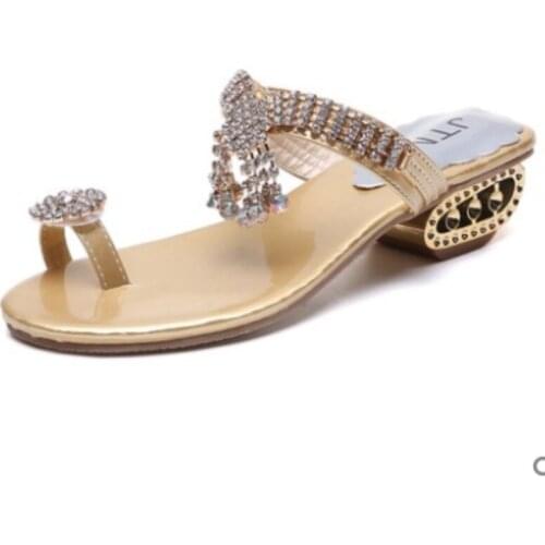 Ladies Claussure Femme High Quality Original Dazzling Dimonds Plus Size 40 Wedges Women Sandals Shoes Pumps Princess Thongs
