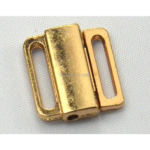 100pieces Craft Gold Rectangle Metal Tape Closure Hook & Clasp Waist Extenders Sewing on Button for Bag Clothes Hooks K114