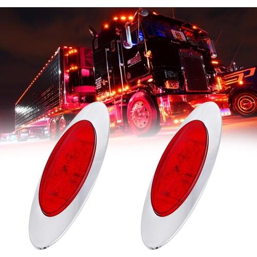 6.5In Red LED Clearance Light Oval 16-SMD Truck Trailer Side Marker Light 12V