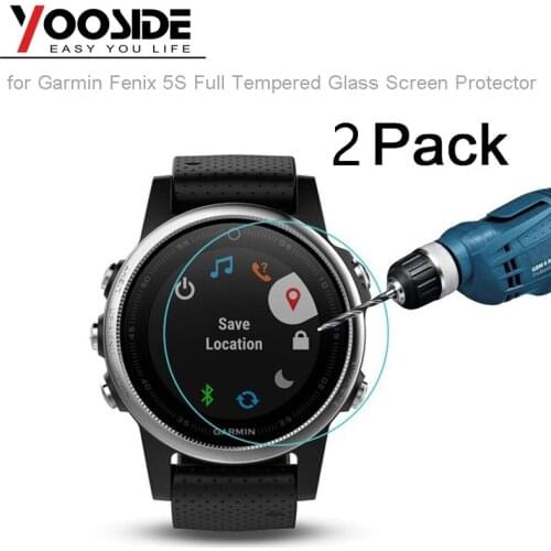 2-Pcs Tempered Glass Screen Protector 9H Real Full Coverage Film for Garmin Fenix 5S Smart Watch