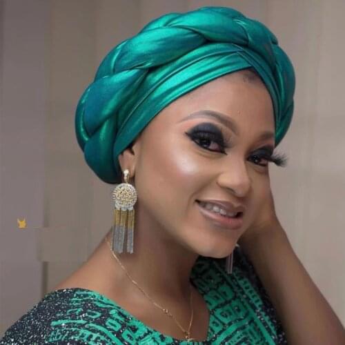 2021 Female Turban Caps Cross Ready To Wear Headscarf Bonnet Arab Head Wraps African Women Braid Turbans Auto Gele Headties