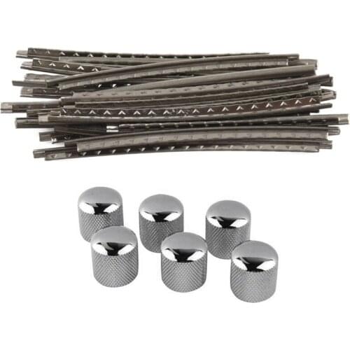 24pcs 2.2MM Acoustic Electric Guitar 24 Frets Fret Wire Fret Wire Set, Silver & 6pcs Electric Guitar Bass Volume Knob