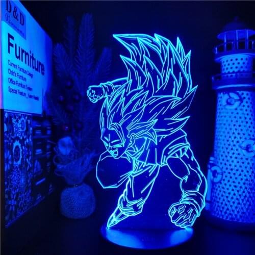 3d Lamp Anime Dragon Ball Z Battle Goku Kids Nightlight Super Saiyan 3 Goku Figure Room Decor LED Table Lamp Color Change Manga
