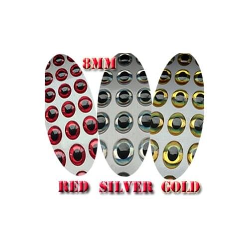 2015new 3D Fishing Lure Eyes red100pcs+silver100pcs+gold100pcs=300pcs/lot size:8MM