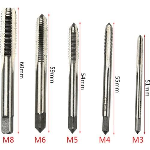 5PCS/Set Dropship M3 M4 M5 M6 M8 Machine Spiral Point Straight Fluted Screw Thread Metric Plug Hand Tap Drill Set Hand Tools