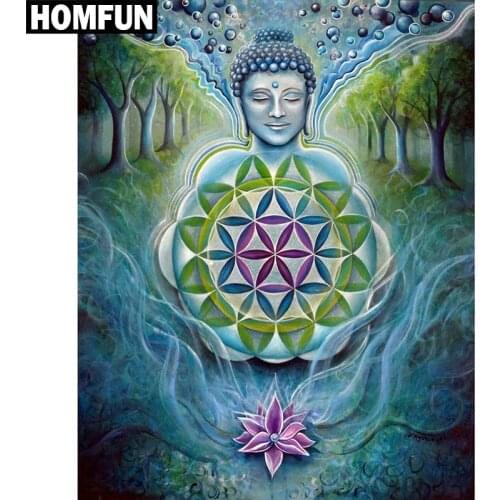 HOMFUN Full Square/Round Drill 5D DIY Diamond Painting "Religious Buddha" Embroidery Cross Stitch 5D Home Decor Gift A01181