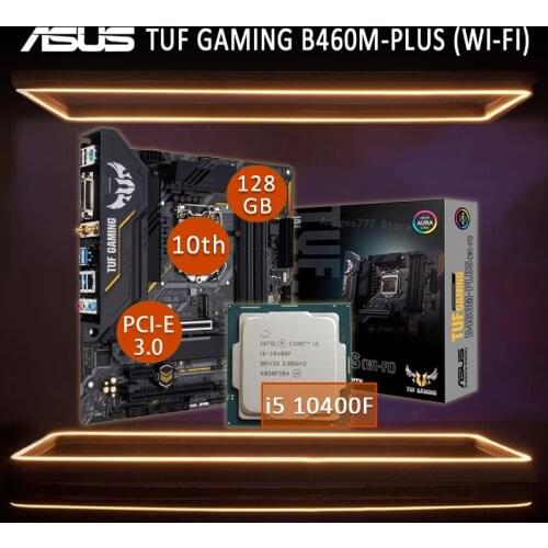 Asus TUF GAMING B460M-PLUS (WI-FI) Motherboard With Intel Core i5 10400F Motherboard Set DDR4 Overlocking gaming Placa-mãe 1200
