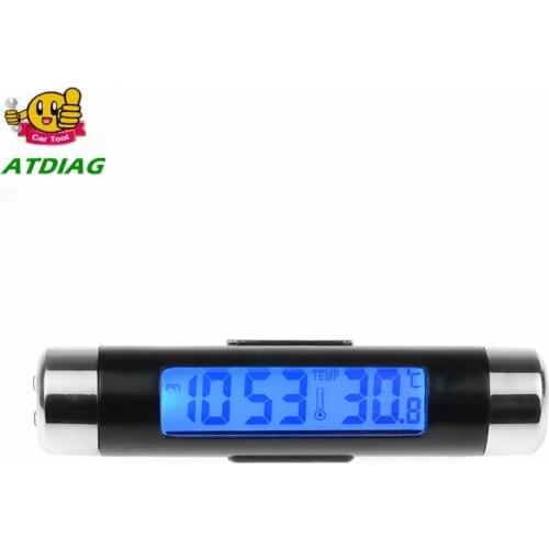 Car Auto 2in1 LCD Clip-on Digital Temperature Thermometer Clock Calendar Automotive Blue Backlight Clock Car Accessories