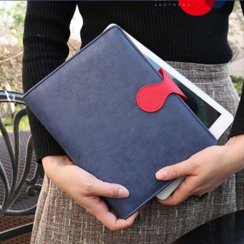 A5 Creative buckle contrast design Notebook Loose-leaf Business office High-grade PU leather Notepad spiral Diary 6 holes