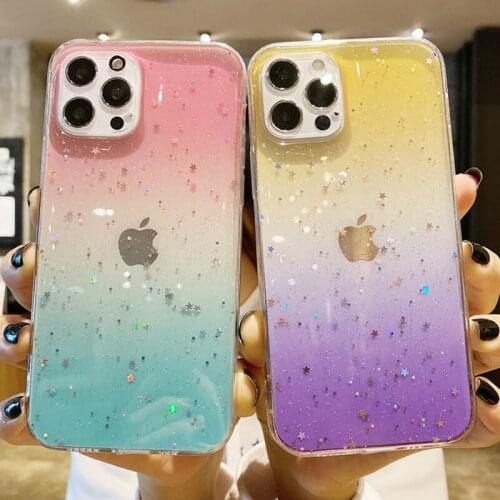 Luxury Bling Glitter Stars Sequins Case For iPhone 12 11 Pro XS MAX XR X 12 Mini 11 Soft Silicone Case For iphone 8 7 Plus Cover
