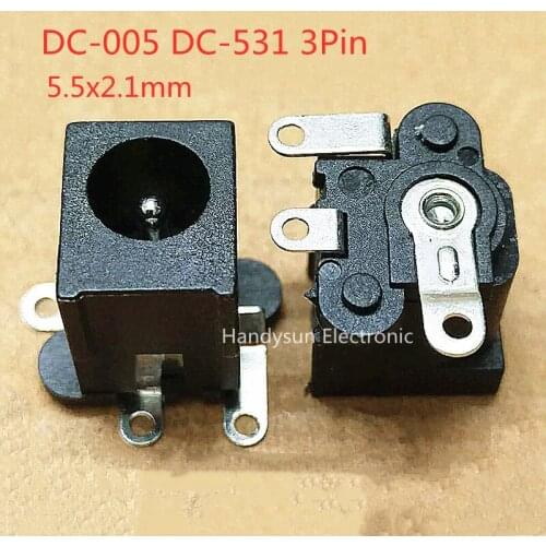 DC-005 DC531 5.5x2.1mm DC Power Socket Female Base Square Vertical Patch All Copper Round Pin Panel Mount Connector Adapte