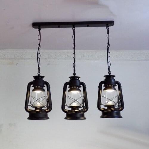 European Antique Black 2/3 Lamps Iron Chandeliers Light Modern Retro Bar Restaurant Living Room Suspension Lamp Lighting PL598