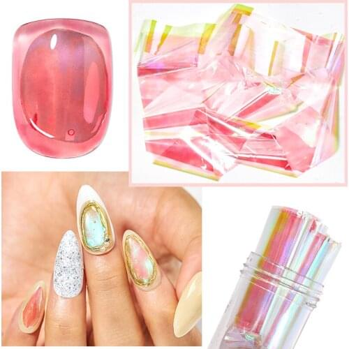 Aurora Nail Foils Shattered Glass Nail Art Marble Holographic Cellophane Paper Nail Sticker Summer Manicure Clear Design