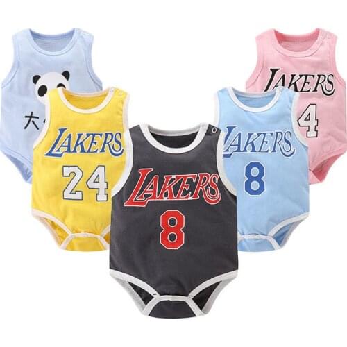 Jizha Summer Basketball Sleeveless Romper Baby Clothes for Newborns 1 Piece Kids Clothing Set Sport Jumpsuit Cotton Tracksuits