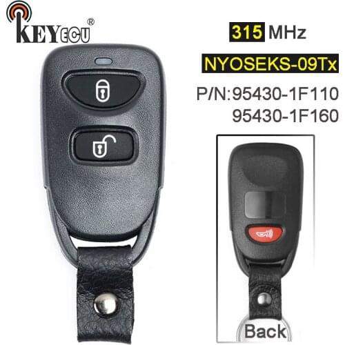 KEYECU 315MHz P/N: 95430-1F160/ 1F110 FCC: NYOSEKS-09Tx Keyless Entry 2+1 3 Button Remote Car Key Fob for Kia Spectra 5 Sportage