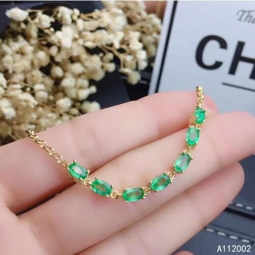 KJJEAXCMY fine jewelry natural Emerald 925 sterling silver new women gemstone hand bracelet support test luxury lovely