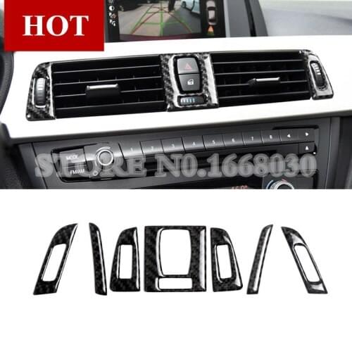 Carbon Fiber Center & Side Air Outlet Cover For BMW 3 Series F30 F34 2013-2017 7pcs Car accesories interior Car Trim