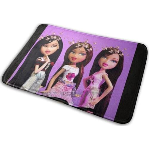 Y2k Bratz Doll No Angel Trio Mat Rug Carpet Anti-Slip Bedroom Entrance Door Mat Lisa Frank Rainbow Brite My Little Doll 1980s