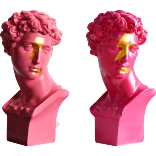 [MGT] Europe originality pink bust of Lightning David Resin modern Home decor Art Decoration decoration craft ornaments statues