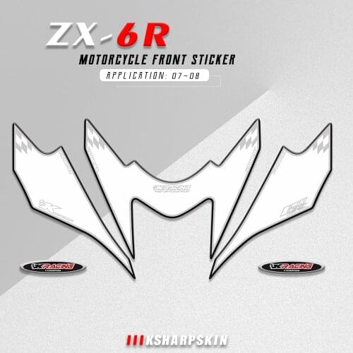 Motorcycle Accessories Front Fairing Motor Number Board 3D Stickers Gel Protector For Kawasaki Ninja ZX6R C Series 2007 2008