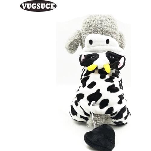 VUGSUCE Soft Dog Hoodie Puppy Clothes for Small Medium Dogs Cats Cute Cows Pet Dog Coat Jacket Pajama Warm Cosplay Pet Supplies