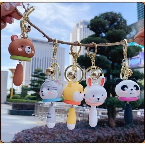 New Fashion Cartoon Resin Small Animal Keychain Cute Corgi Panda Key Ring Car Bag Exquisite Small Pendant Couple Keychain