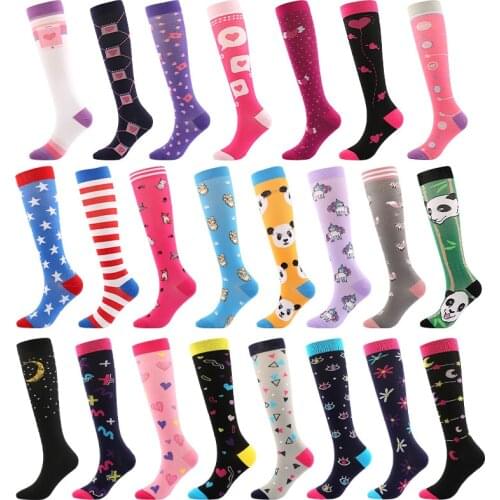 New Men and Women Compression Socks Calf Sports Long Tube Running Stretch Cartoon Love Novelty AB Version Fashion Lovers Fun