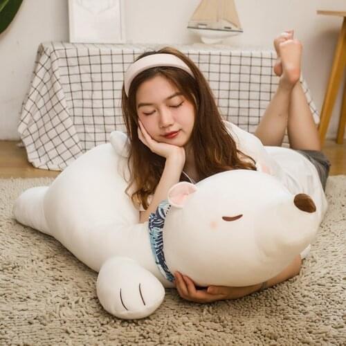 60/80/100cm New Kawaii Scarf Polar Bear Plush Doll Baby Soft Stuffed Sleeping Bear Animal Plush Toys Pillow Kids Cartoon Gifts