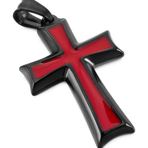 Red cross necklaces men gold pendants Christian jewelry on the neck stainless steel fashion necklaces gifts for male Accessories