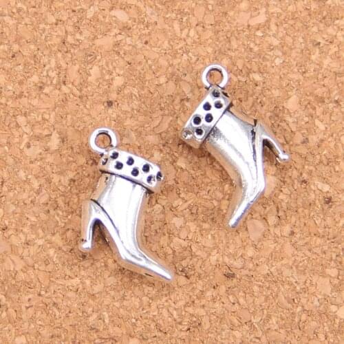 14pcs Charms high heeled shoes boots 13x13x5mm Antique Pendants,Vintage Tibetan Silver Jewelry,DIY for bracelet necklace