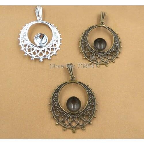 Blank 8mm Round Bezel Bases Vintage Filigree Marquise Flower CABs Cabochons Pendant Settings DIY Findings Clothing Accessories
